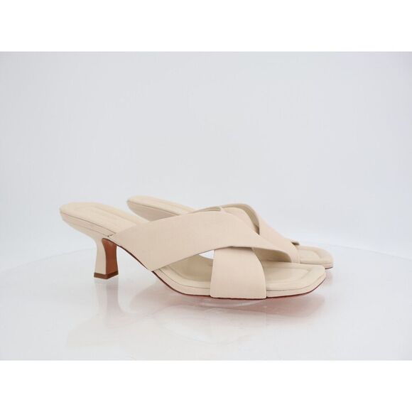 Vince Cecila Crisscross Sandal Ivory Leather Kitten Heel Comfy Career Size 11M - Picture 2 of 11